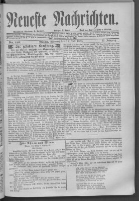 Neueste Nachrichten (Münchner neueste Nachrichten) Mittwoch 28. Juli 1880