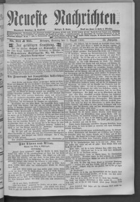 Neueste Nachrichten (Münchner neueste Nachrichten) Sonntag 1. August 1880