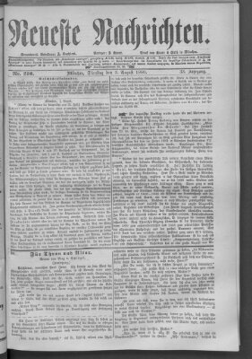 Neueste Nachrichten (Münchner neueste Nachrichten) Dienstag 3. August 1880