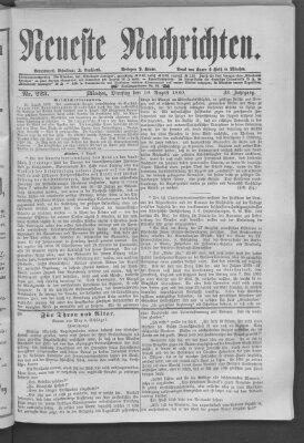 Neueste Nachrichten (Münchner neueste Nachrichten) Dienstag 10. August 1880