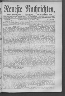 Neueste Nachrichten (Münchner neueste Nachrichten) Freitag 20. August 1880