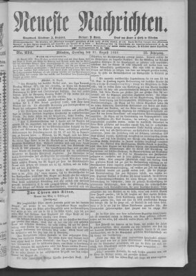 Neueste Nachrichten (Münchner neueste Nachrichten) Samstag 21. August 1880