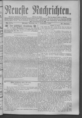 Neueste Nachrichten (Münchner neueste Nachrichten) Mittwoch 1. September 1880