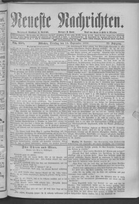 Neueste Nachrichten (Münchner neueste Nachrichten) Dienstag 14. September 1880