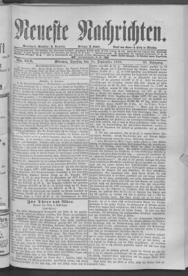 Neueste Nachrichten (Münchner neueste Nachrichten) Samstag 18. September 1880