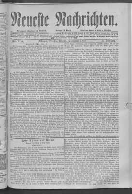 Neueste Nachrichten (Münchner neueste Nachrichten) Dienstag 21. September 1880