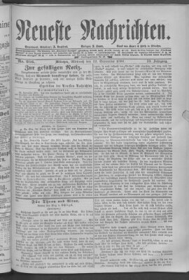 Neueste Nachrichten (Münchner neueste Nachrichten) Mittwoch 22. September 1880