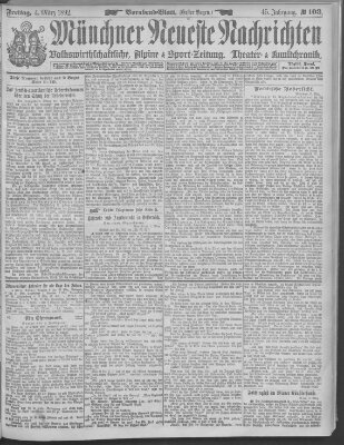 Münchner neueste Nachrichten Freitag 4. März 1892
