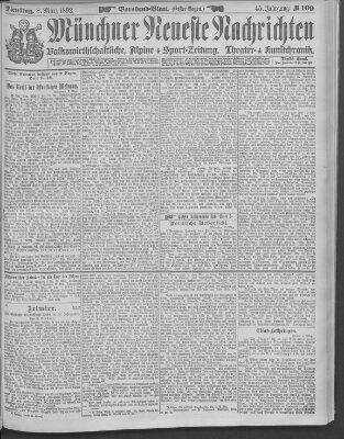 Münchner neueste Nachrichten Dienstag 8. März 1892