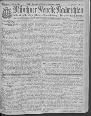 Münchner neueste Nachrichten Mittwoch 9. März 1892