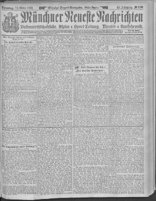 Münchner neueste Nachrichten Sonntag 13. März 1892