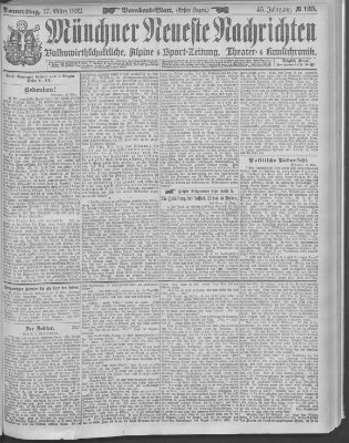 Münchner neueste Nachrichten Donnerstag 17. März 1892