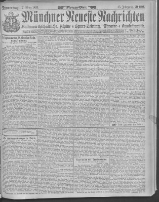 Münchner neueste Nachrichten Donnerstag 17. März 1892