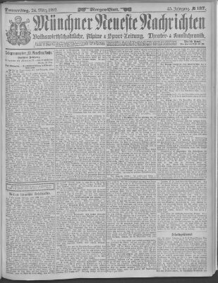 Münchner neueste Nachrichten Donnerstag 24. März 1892