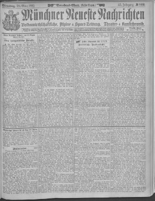 Münchner neueste Nachrichten Dienstag 29. März 1892