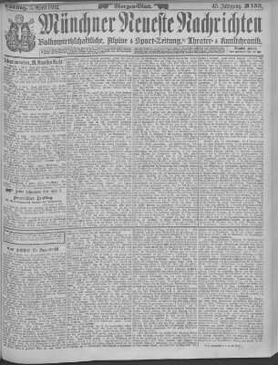 Münchner neueste Nachrichten Dienstag 5. April 1892