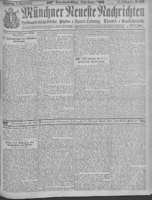 Münchner neueste Nachrichten Samstag 9. April 1892