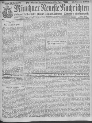 Münchner neueste Nachrichten Sonntag 24. April 1892