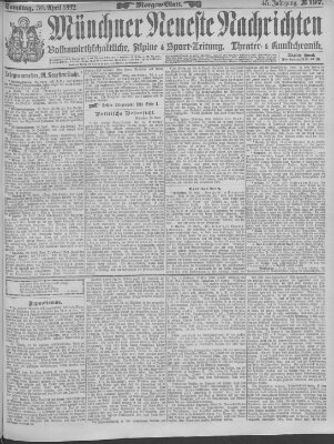 Münchner neueste Nachrichten Samstag 30. April 1892