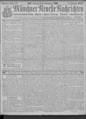 Münchner neueste Nachrichten Montag 2. Mai 1892