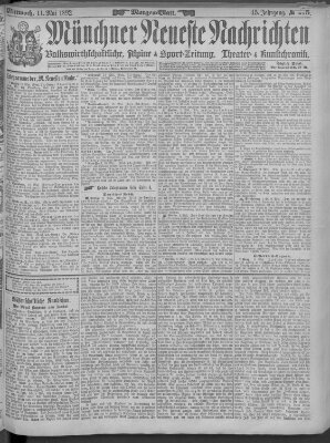 Münchner neueste Nachrichten Mittwoch 11. Mai 1892