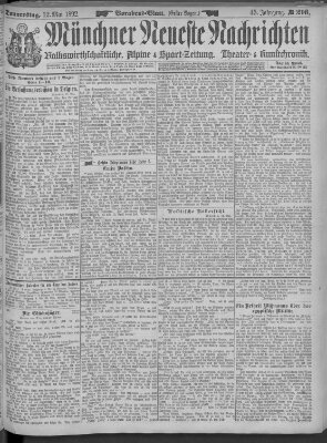 Münchner neueste Nachrichten Donnerstag 12. Mai 1892