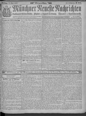 Münchner neueste Nachrichten Freitag 13. Mai 1892
