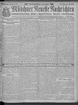 Münchner neueste Nachrichten Mittwoch 18. Mai 1892