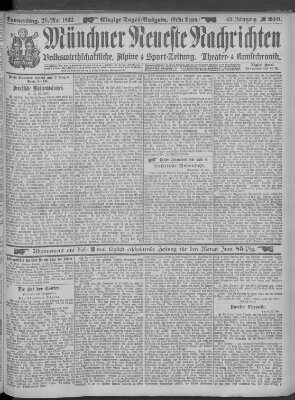 Münchner neueste Nachrichten Donnerstag 26. Mai 1892