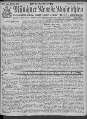 Münchner neueste Nachrichten Dienstag 31. Mai 1892