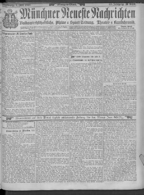 Münchner neueste Nachrichten Mittwoch 1. Juni 1892