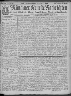 Münchner neueste Nachrichten Freitag 3. Juni 1892