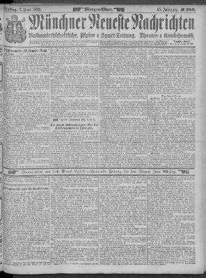 Münchner neueste Nachrichten Freitag 3. Juni 1892