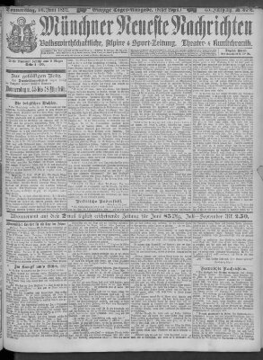 Münchner neueste Nachrichten Donnerstag 16. Juni 1892