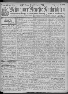 Münchner neueste Nachrichten Montag 20. Juni 1892