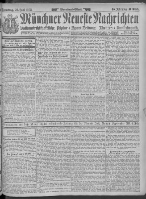 Münchner neueste Nachrichten Samstag 25. Juni 1892