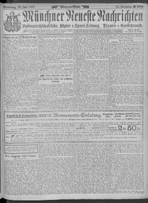 Münchner neueste Nachrichten Dienstag 28. Juni 1892