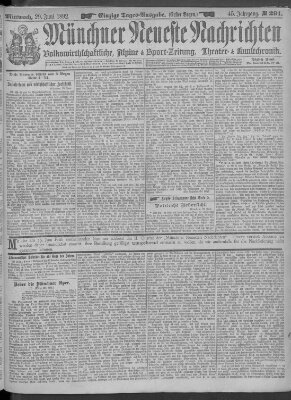 Münchner neueste Nachrichten Mittwoch 29. Juni 1892