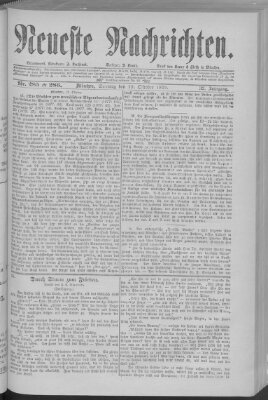 Neueste Nachrichten (Münchner neueste Nachrichten) Sonntag 12. Oktober 1879