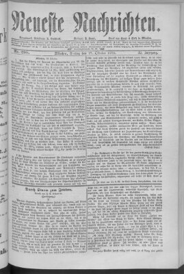 Neueste Nachrichten (Münchner neueste Nachrichten) Freitag 17. Oktober 1879