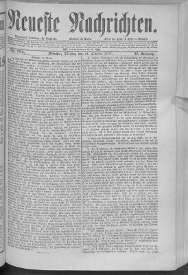 Neueste Nachrichten (Münchner neueste Nachrichten) Dienstag 21. Oktober 1879