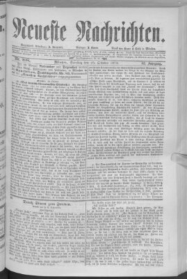 Neueste Nachrichten (Münchner neueste Nachrichten) Samstag 25. Oktober 1879