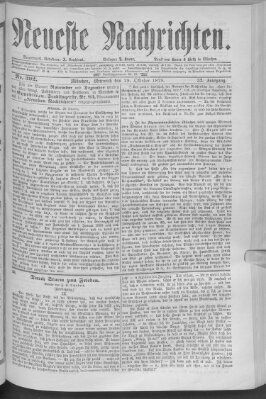 Neueste Nachrichten (Münchner neueste Nachrichten) Mittwoch 29. Oktober 1879