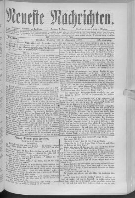 Neueste Nachrichten (Münchner neueste Nachrichten) Dienstag 4. November 1879