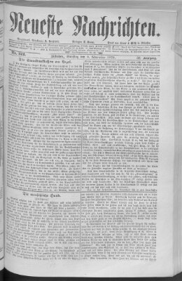 Neueste Nachrichten (Münchner neueste Nachrichten) Samstag 8. November 1879