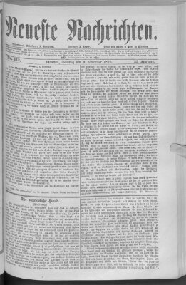 Neueste Nachrichten (Münchner neueste Nachrichten) Sonntag 9. November 1879