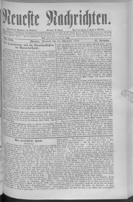 Neueste Nachrichten (Münchner neueste Nachrichten) Mittwoch 12. November 1879