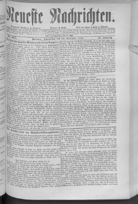 Neueste Nachrichten (Münchner neueste Nachrichten) Donnerstag 13. November 1879