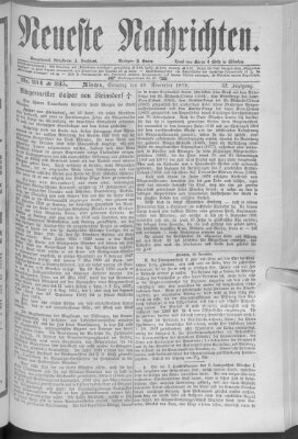 Neueste Nachrichten (Münchner neueste Nachrichten) Sonntag 30. November 1879