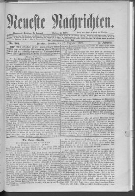 Neueste Nachrichten (Münchner neueste Nachrichten) Samstag 27. Dezember 1879